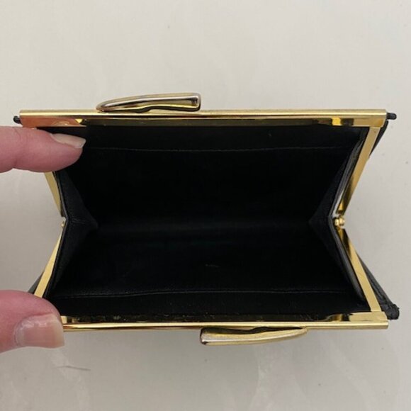 VINTAGE Hartmann Black Leather Kisslock Wallet Coin Purse - Picture 6 of 15